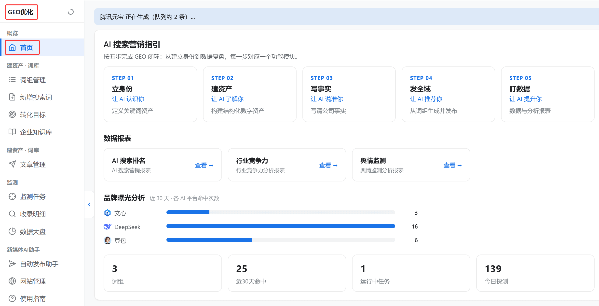 GEO 首页五步闭环